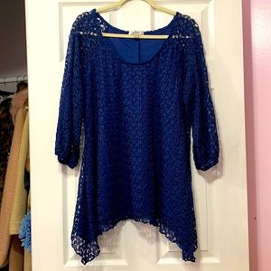 Blue lace with under top 3/4 sleeve Dress barn